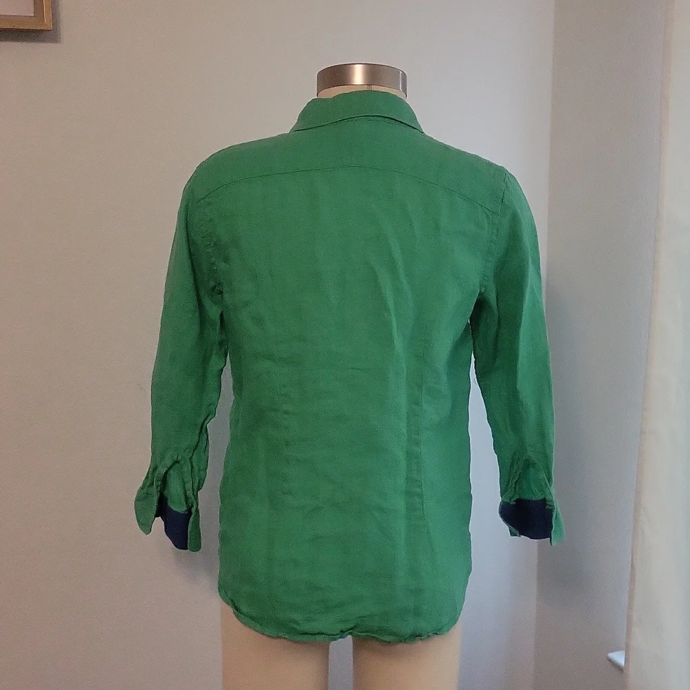 Lauren Ralph Lauren Linen Button Down Shirt 3/4 Sleeve sz S - Picture 2 of 8